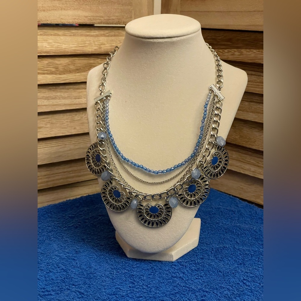 Silver and Blue Statement Necklace